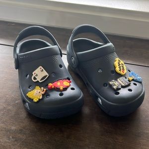 Navy blue toddler crocs